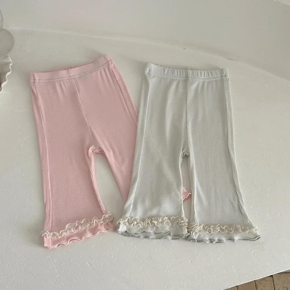 Pantaloni a Zampa in Pizzo per Neonata, Nuovi Arrivi Estate 2026, Leggings Sottili in Cotone a Costine per Bambina, Pantaloni Casual per Bambine, Abbigliamento per Neonati