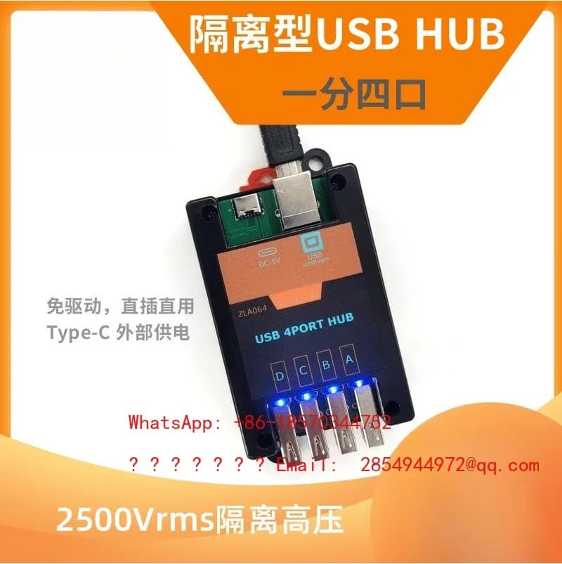 USB Isolator Quad HUB High Voltage Isolation Protection Quad Module Support External Power Supply ADUM3160