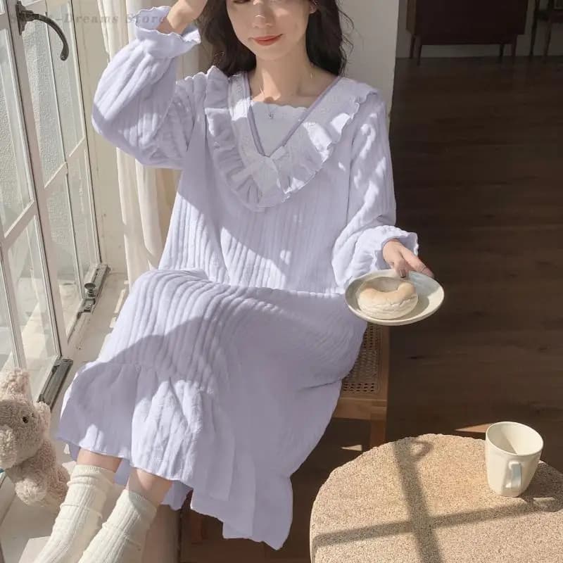 Addens Flannel Night Shirt Warm night garments Gowm for women Autumn Winter New casual bathrobe shower dress loose Nightwear Pigiama