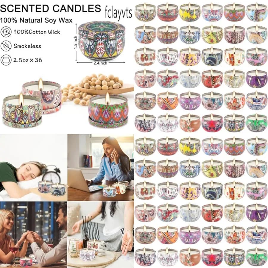 Set di 36 Candele Profumate, Candele in Cera di Soia da 2,5 OZ, Set Regalo per San Valentino, Compleanno, Festa della Mamma, Ringraziamento