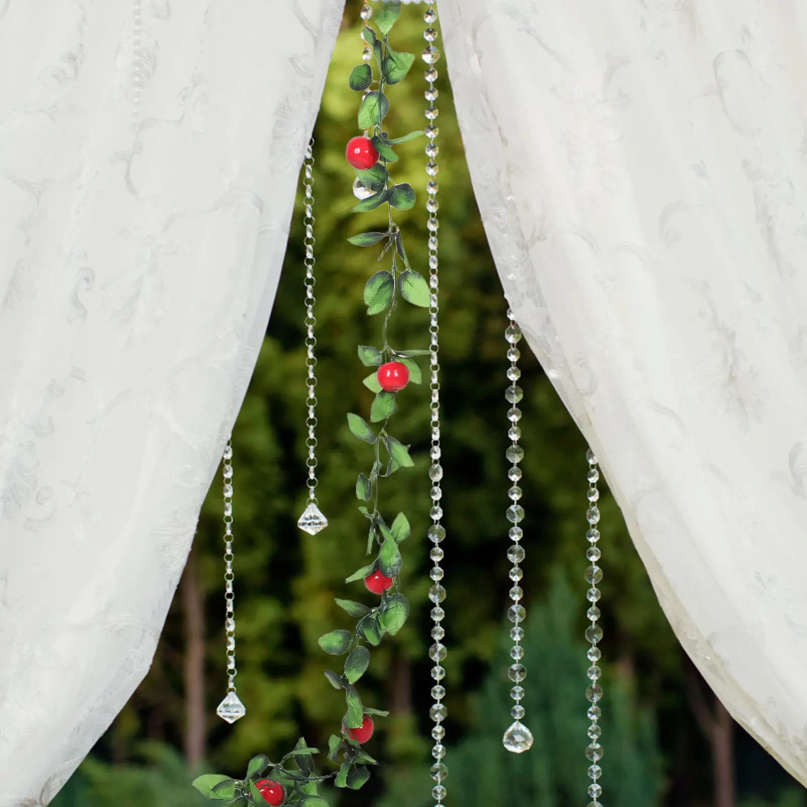 2Pcs Artificial Fruit Vine Home Hanging Plants Decoration Realistic Fake Fruit Ornaments Balcony Fence Outdoor Photo Prop Decor