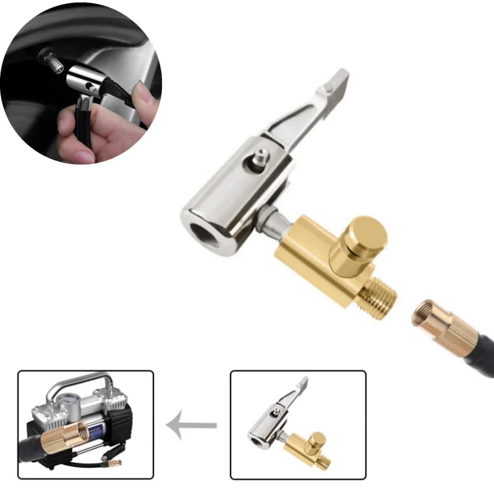 New Car Tire Nozzle Clamp Portable Inflatable Pump Connector for Tyre Air Chuck Compressor Can Be Deflated Repair Valve Adapter