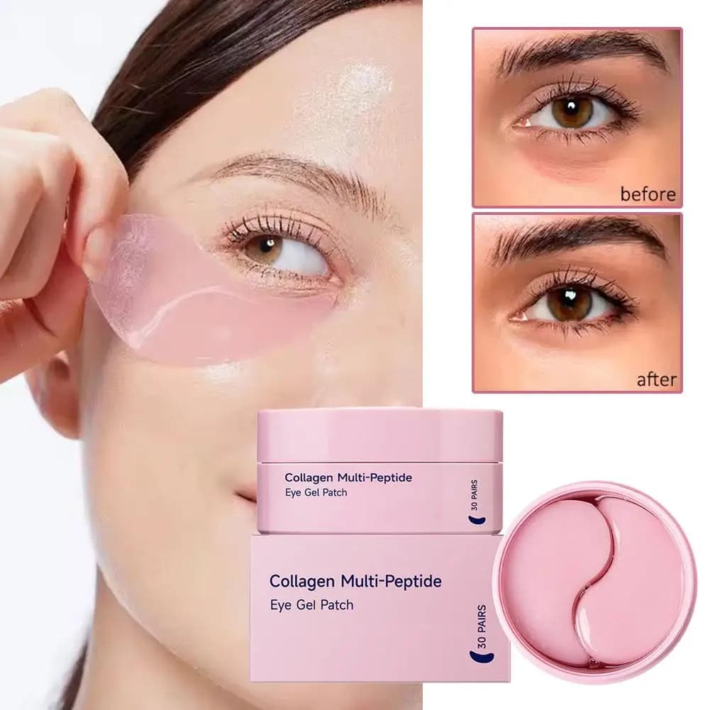 Collagen Multi-Peptide Eye Patches for Puffy Eyes, Dark Circles, and Wrinkles, Brighten Hydrating Under Eye Mask 30pairs