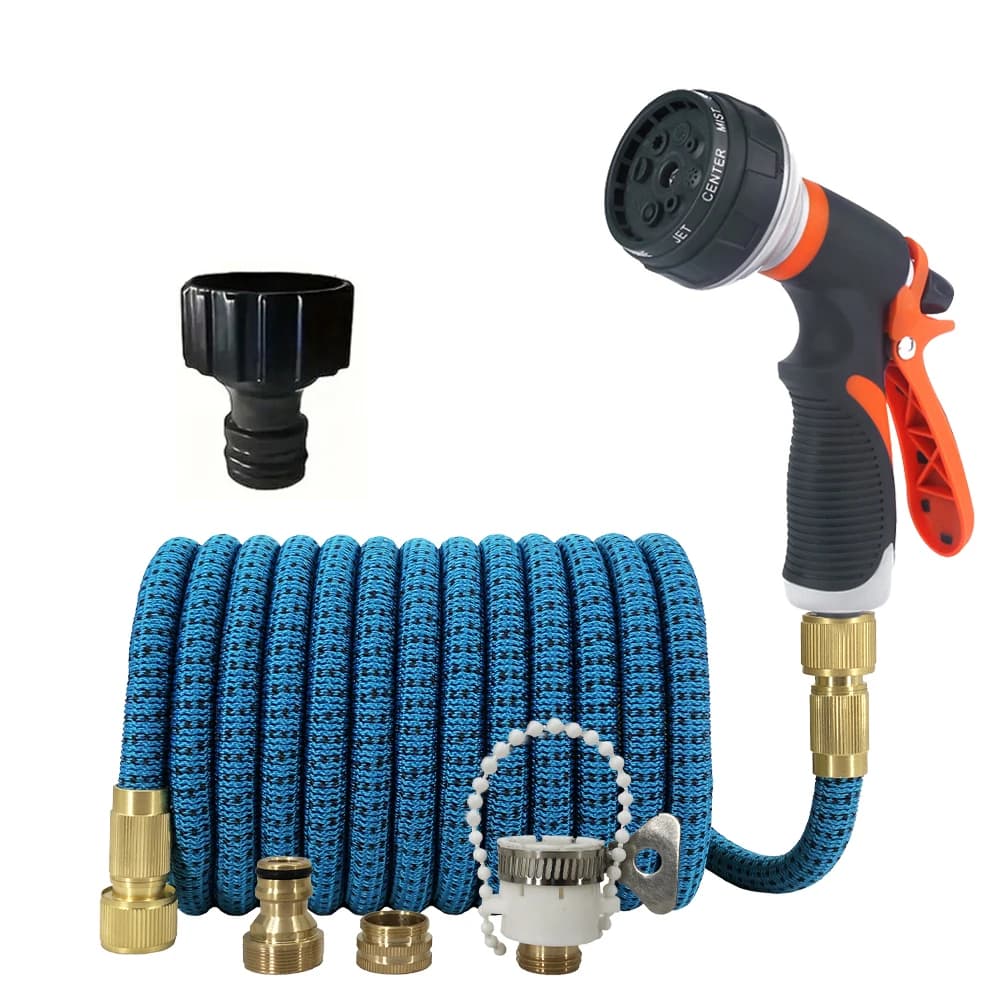 Tubo da Giardino Espandibile da 7,5m a 38m con Ugello, Leggero e Resistente, Flessibile Anti-Attorcigliamento per Lavaggio Auto e Irrigazione Esterna