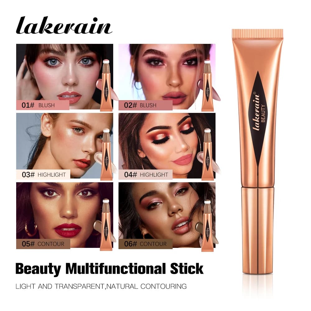 Lakerain Stick Illuminant Liquid for Contouring, Eyes and Guance Tint, Bear Shadow, Multipurpose Stick for Contour and Lighting, Cosmetic for Cheeks