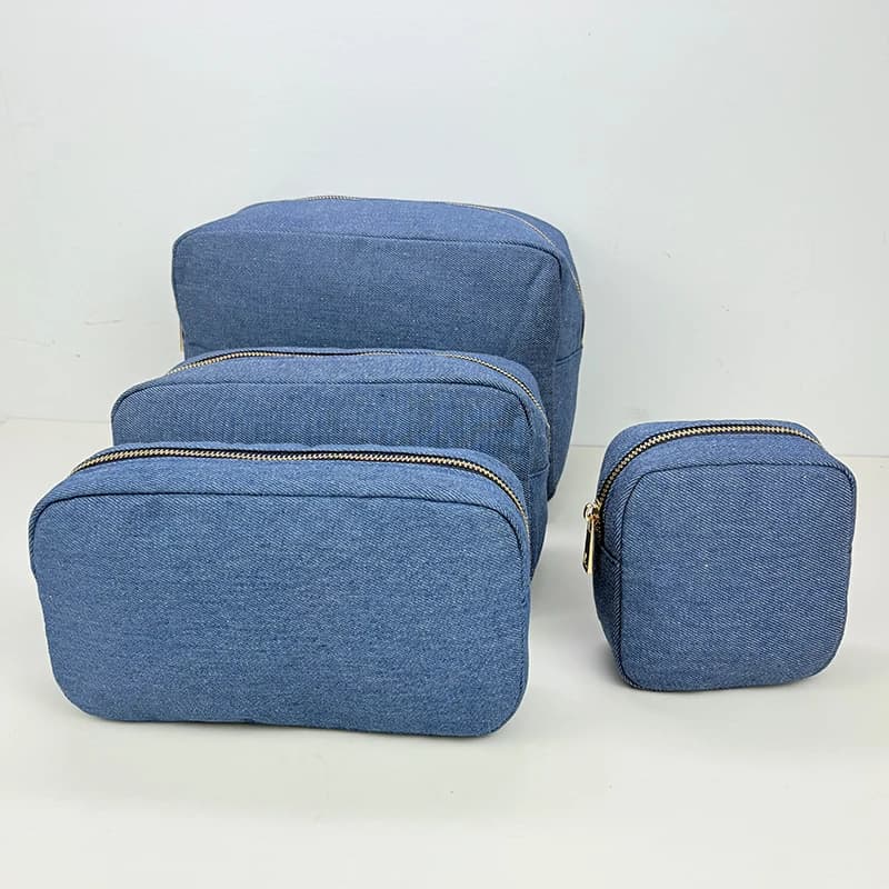 Cosmetic bag in Denim 4 Measures, Travel bag, Toilettte, Beauty Container Man and Woman, Outdoor Organizer for Washing and Feste, Gift