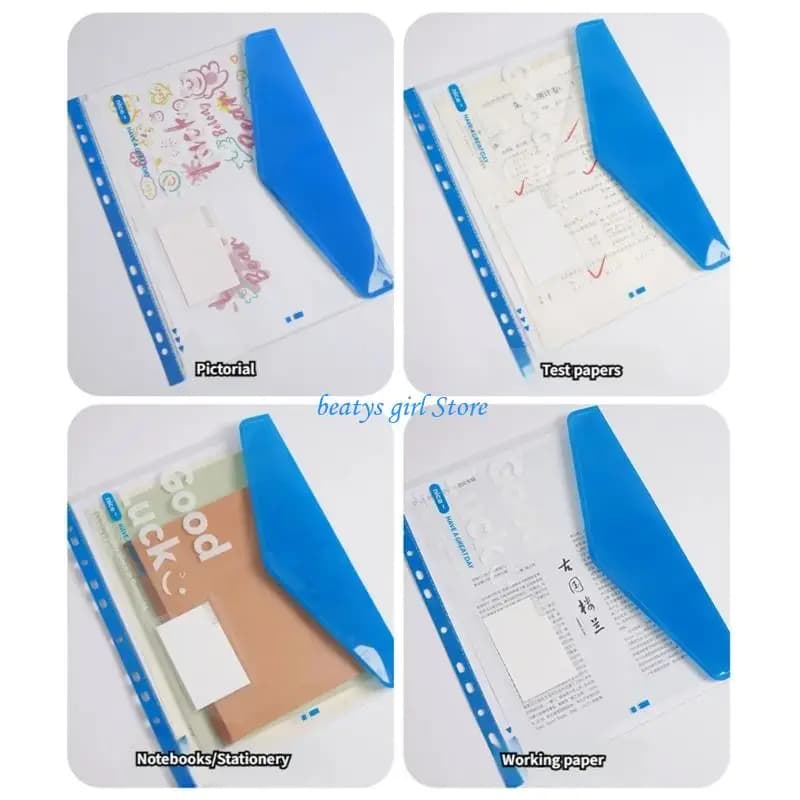 C7AB High Capacity File Folder With 11 Holes Punched Pocket Plastic Document Organiser For Office School Organization