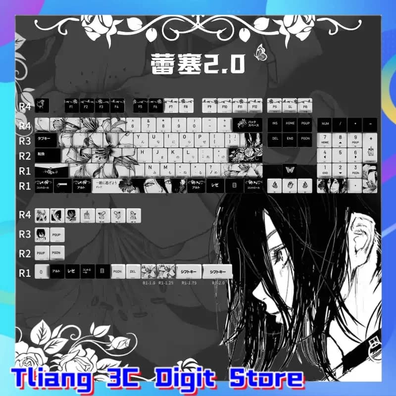 Lace 2.0 Tema Copritasti Tastiera meccanica Cherry PBT Copritasti personalizzati Lato inciso/Patternato Traslucido Gaming Anime Regalo carino