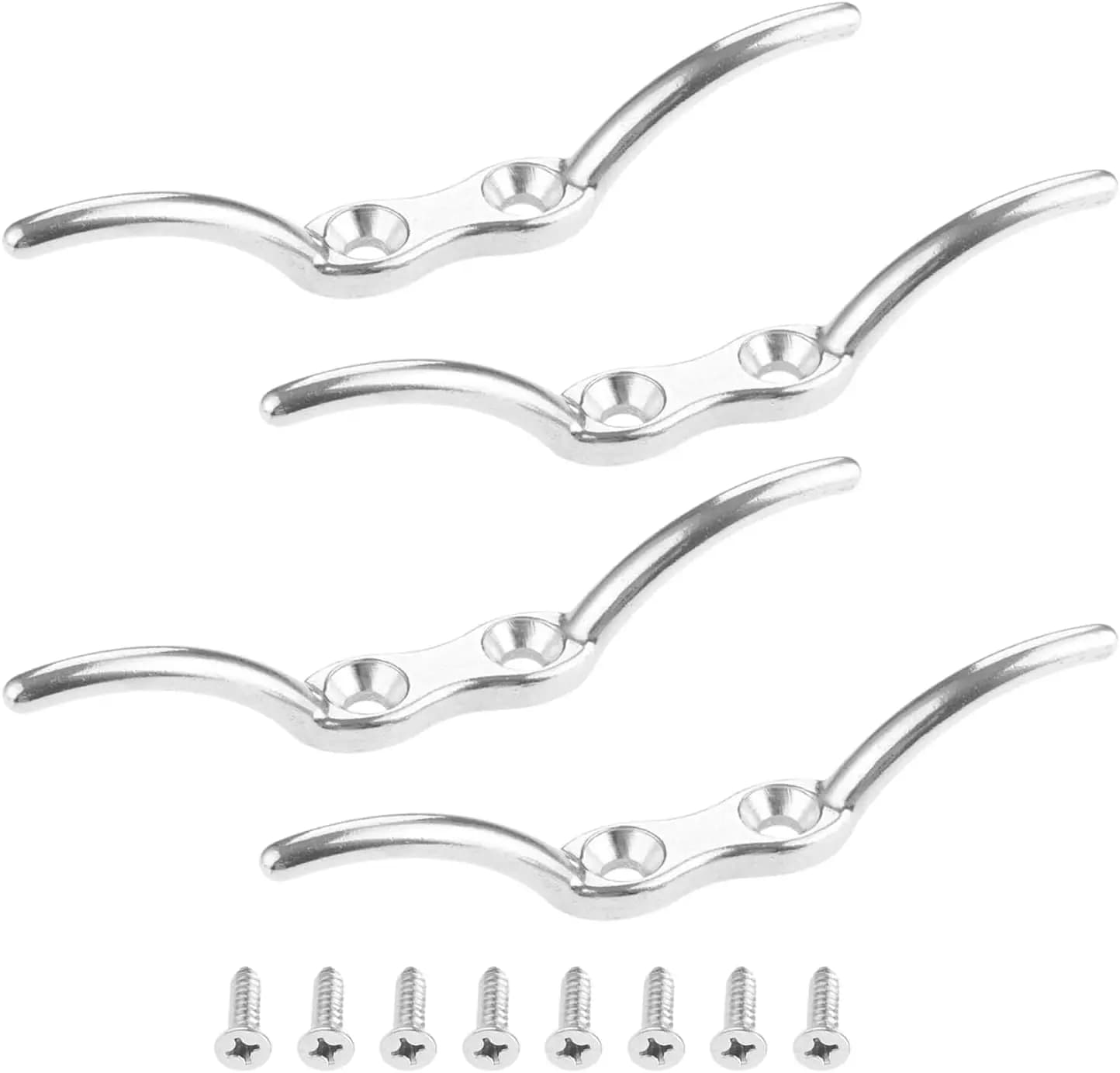 4Pcs Metal Deck Dock Cleats, 4 Inches Stainless Steel Hardware Rope Cleat Mooring, Heavy Duty Rope Cleat for Boat Marine Decor