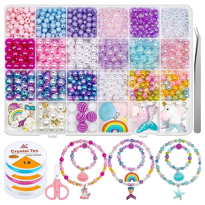 Kit di perle di perle ABS arcobaleno Perle sfumate Kit per realizzare braccialetti per orecchini fai da te Collane Bracciali Creazione di gioielli artigianali