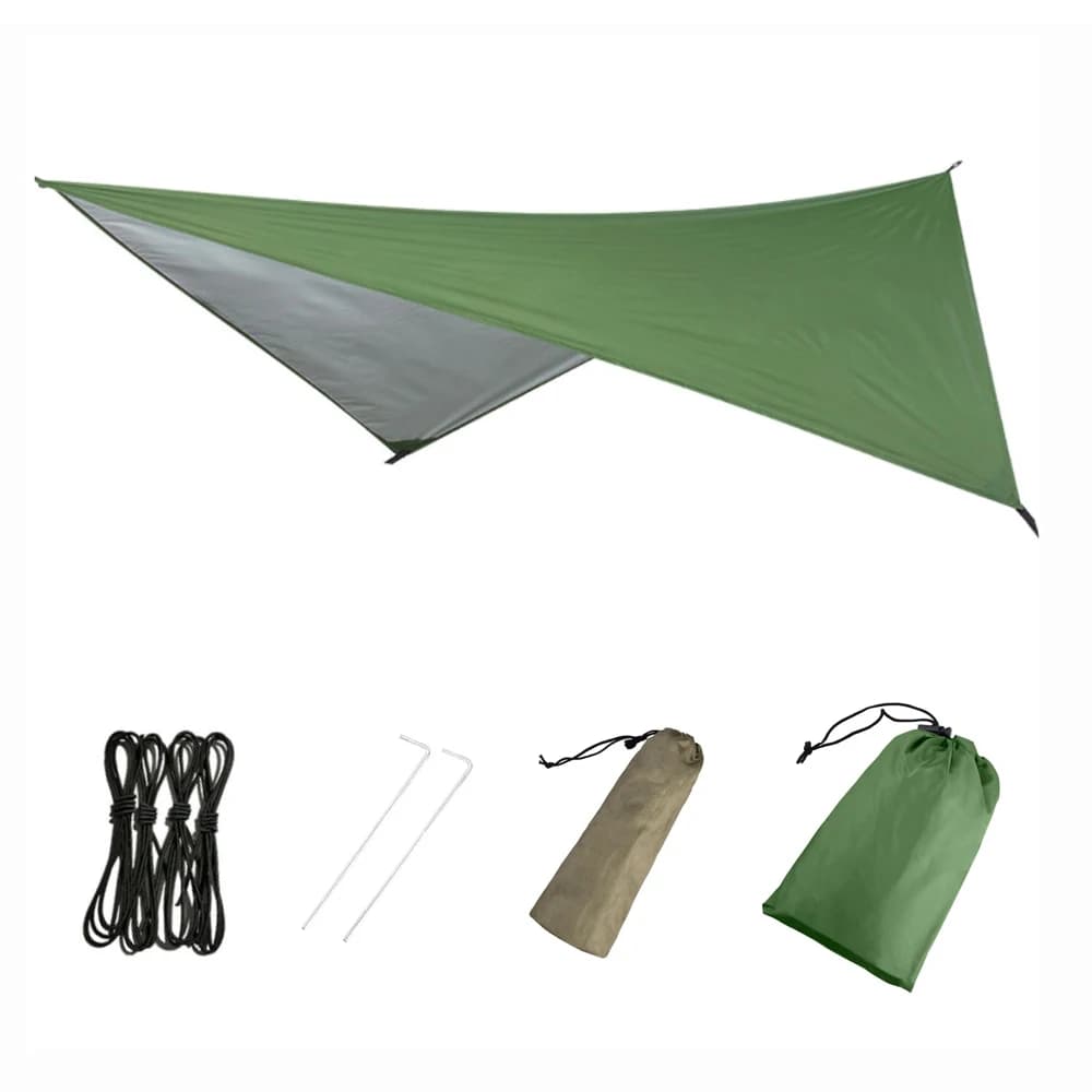 Tent hammock sunshade cloth Camping sunshade tent cloth Suitable for outdoor hiking Backpacking with guy ropes and ground pegs