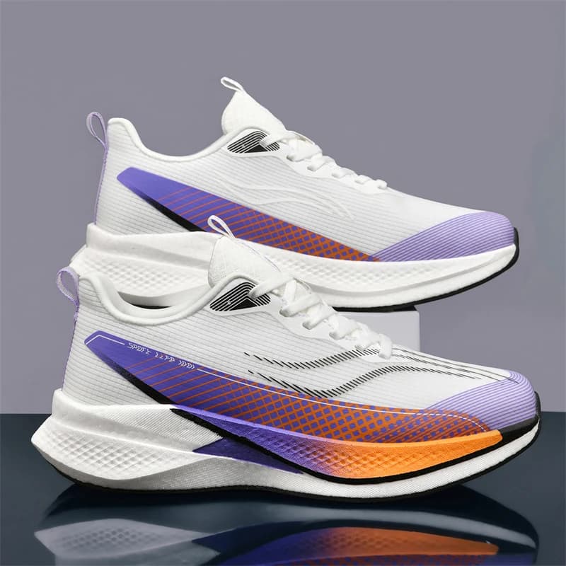 Clean Minimal Line Men Sports Casual Shoes Monochrome Simple Resistant Rubber Outsole Comfort Athletic Trainers For Urban Trip