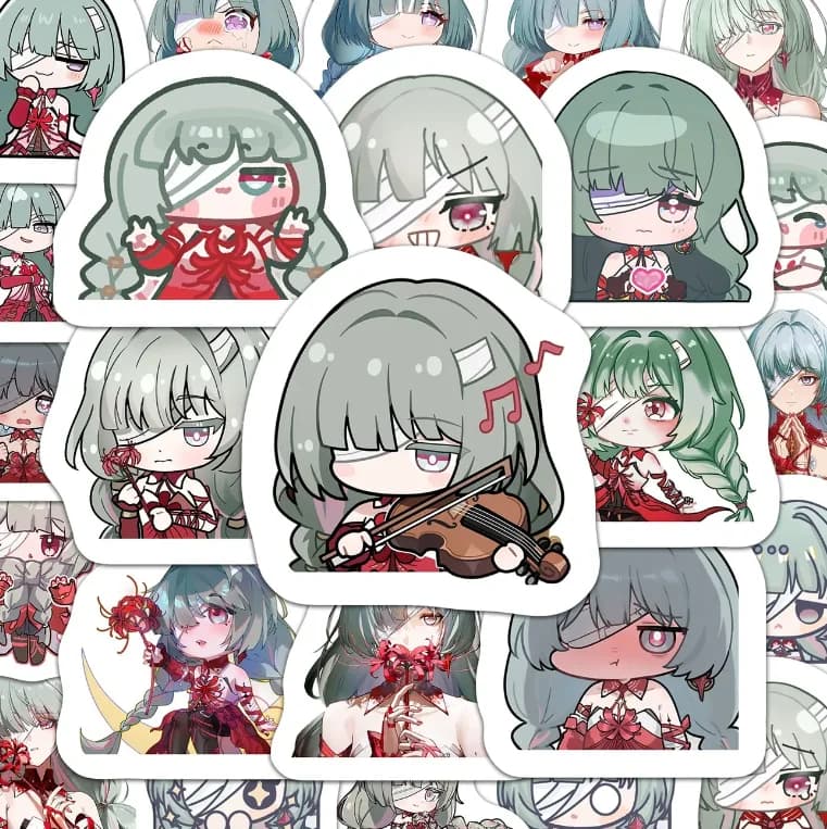 60Pcs Wuthering Waves Phrolova Anime Student Stickers Decoration Laptop Phone Suitcase Notebook Label Stationery Sticker