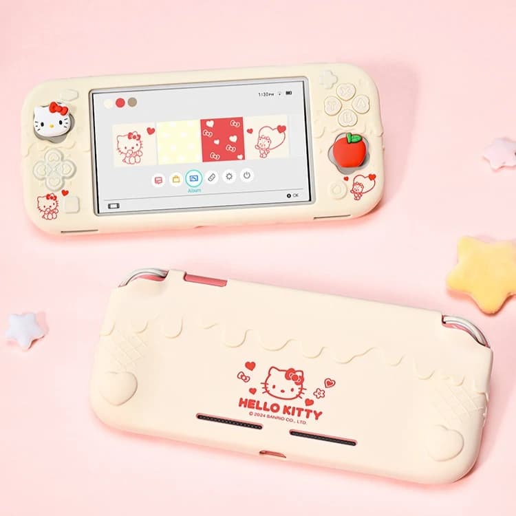 Kawaii Hello Kitty Cinnamoroll Lite Case Kuromi Full-Coverage Silicone Game Console Cover for Nintendo Switch Lite Joystick Cap