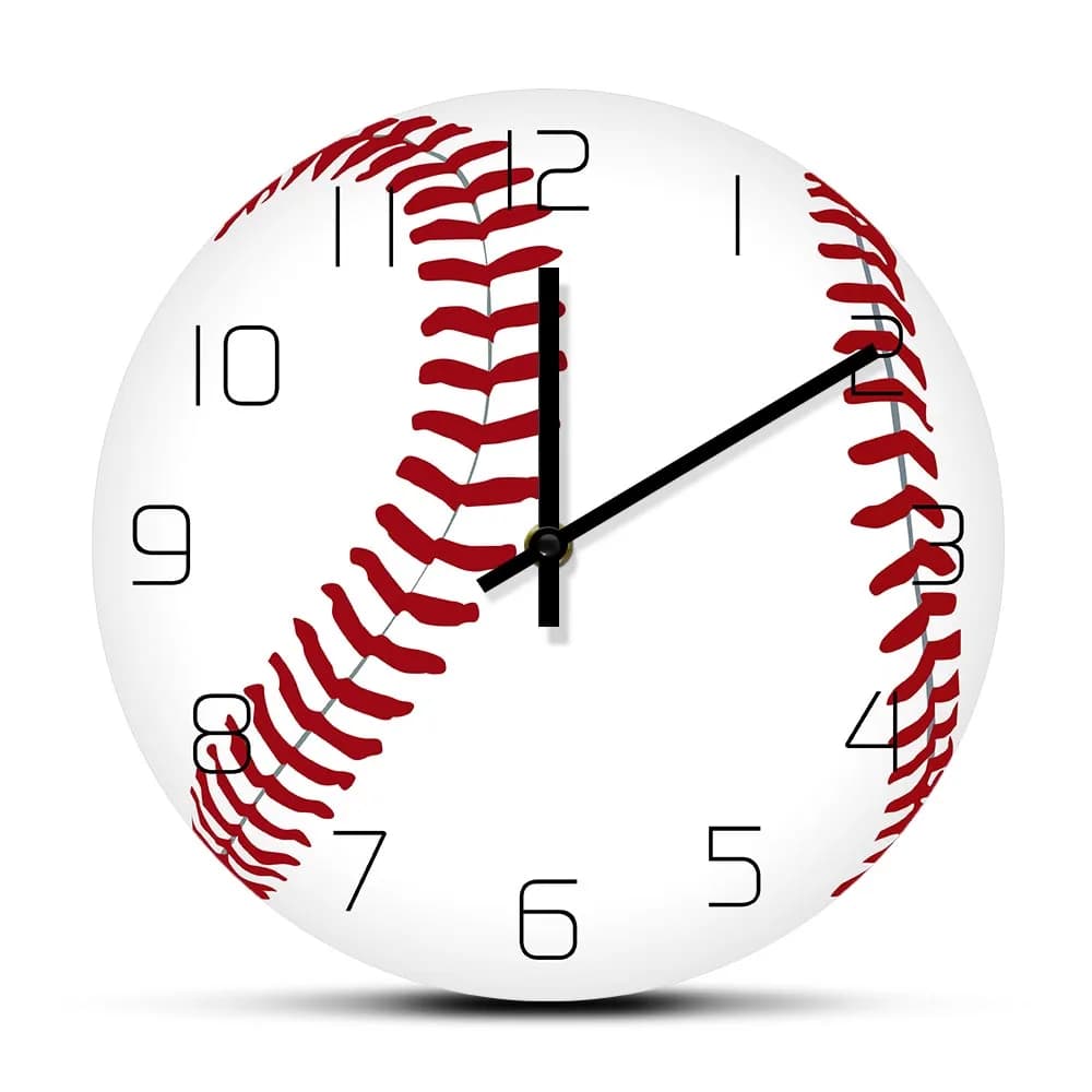 Round wall clock with modern design Baseball Time for kids' room, home sports decoration, silent wall clock without ticking with softball ball