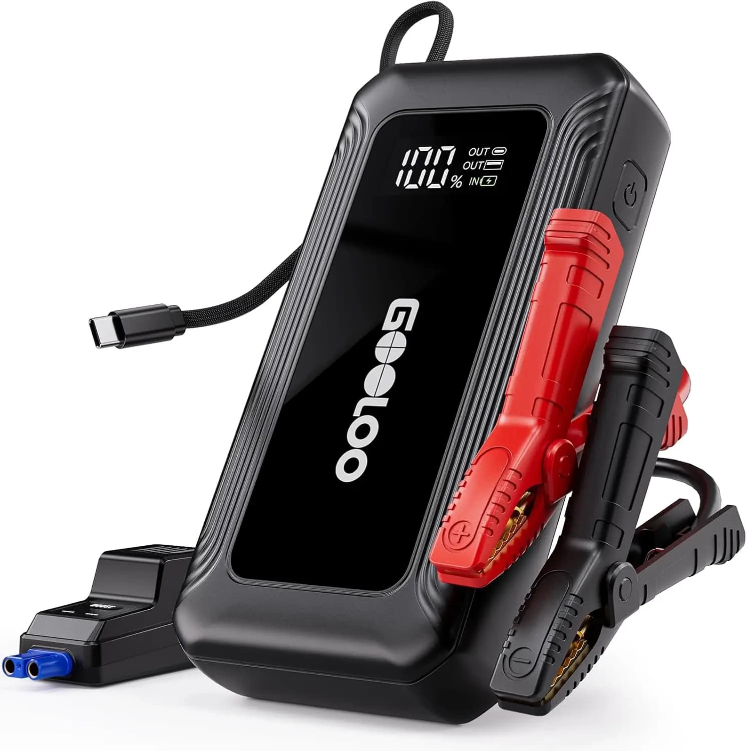 Avviatore di Emergenza 3000A con Cavo Integrato, Power Bank a Ricarica Rapida 45W, Batteria al Litio Sicura per Motori a Benzina/Diesel