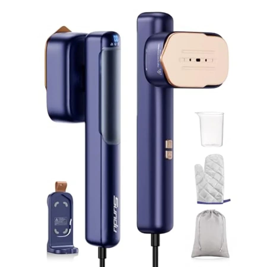 Vaporizzatore per Vestiti, Ferro da Stiro e Vaporizzatore da Viaggio Portatile 2-in-1, Riscaldamento Rapido in 15s, Serbatoio d'Acqua da 100ml, Guanti da Stiratura, 25 Minuti di Autonomia Potente