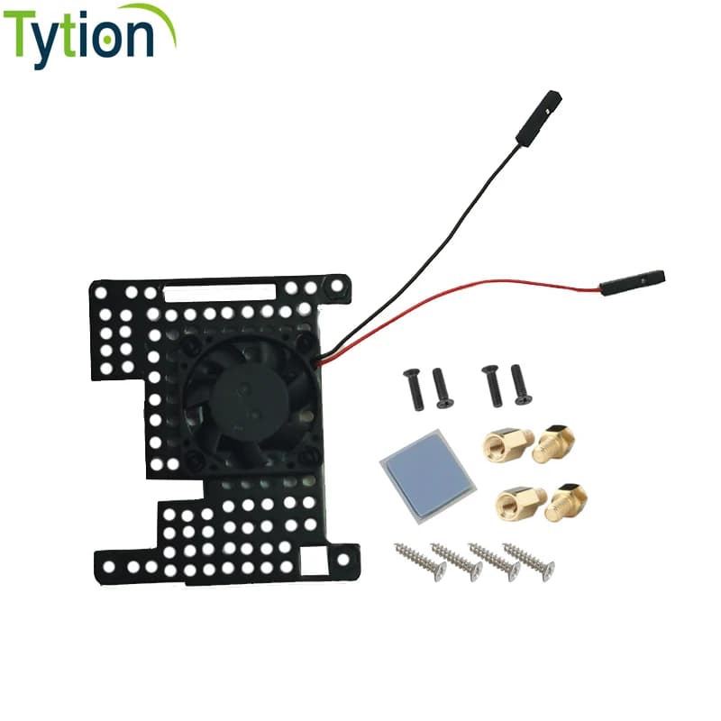 Cooling Fan Raspberry Pi Aluminum Fixing Bracket Cooling Radiator embedded in the housing with thermoconductive silicone