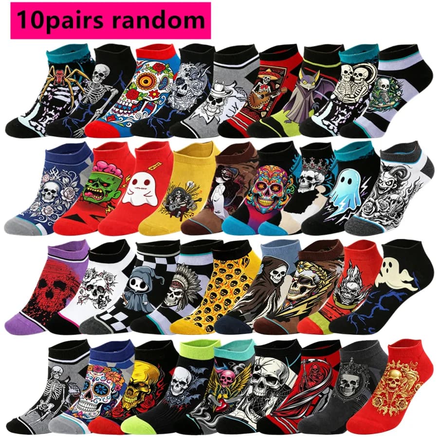10pairs random Street Fashion Funny Crew Socks Unisex Cartoon Anime Hip Hop Novelty Socks