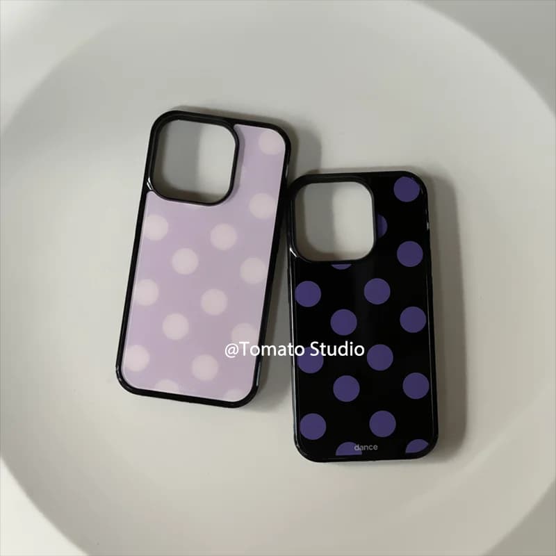 Custodia per telefono coreana alla moda viola a pois per iPhone 17 Air 16 Pro Max 15 14 Plus 13 12 11, cover posteriore in silicone antiurto