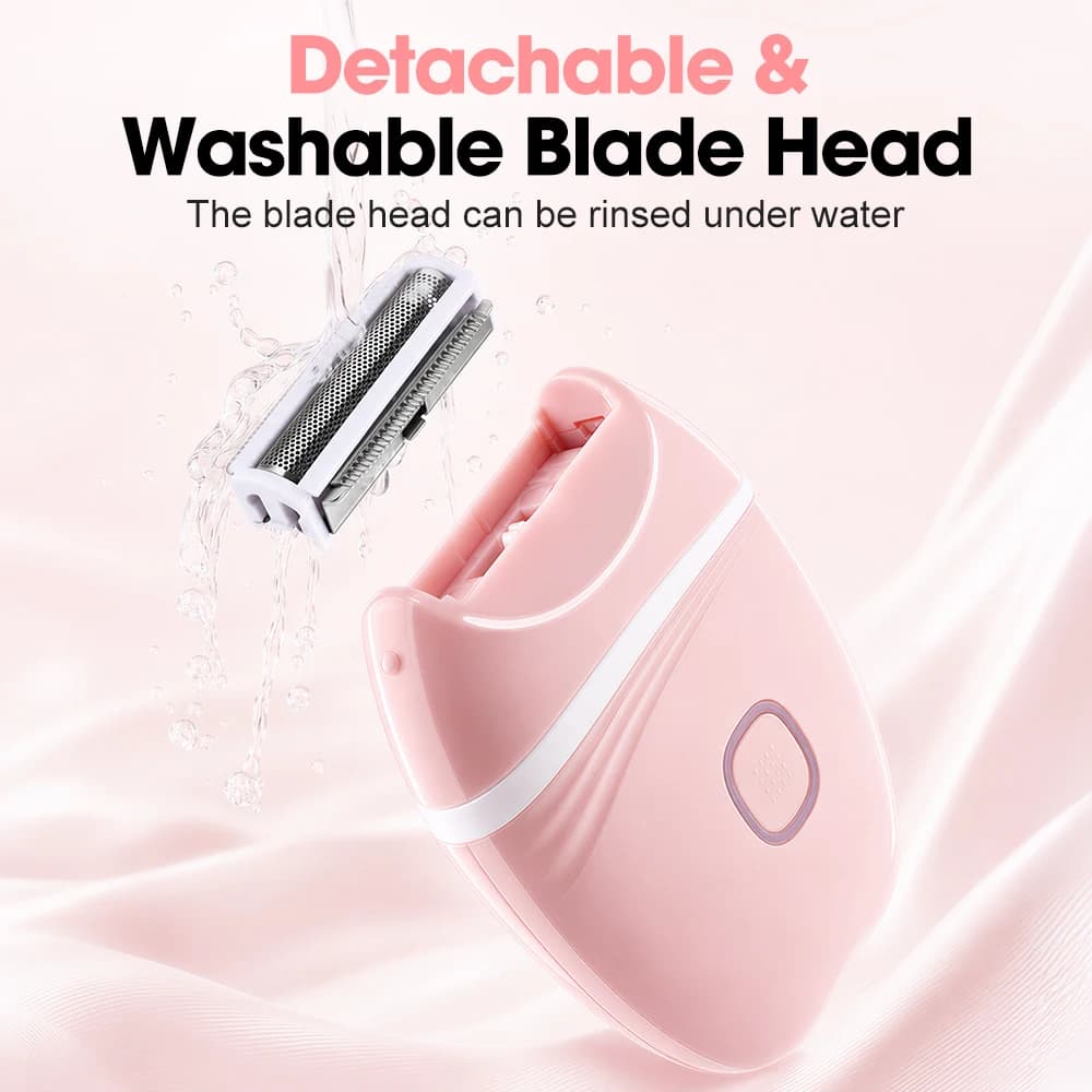 3-in-1 Electric Lady Shaver, Rechargeable Body Hair Trimmer with Detachable Washable Head, Portable Women's Razor for Legs Armpi