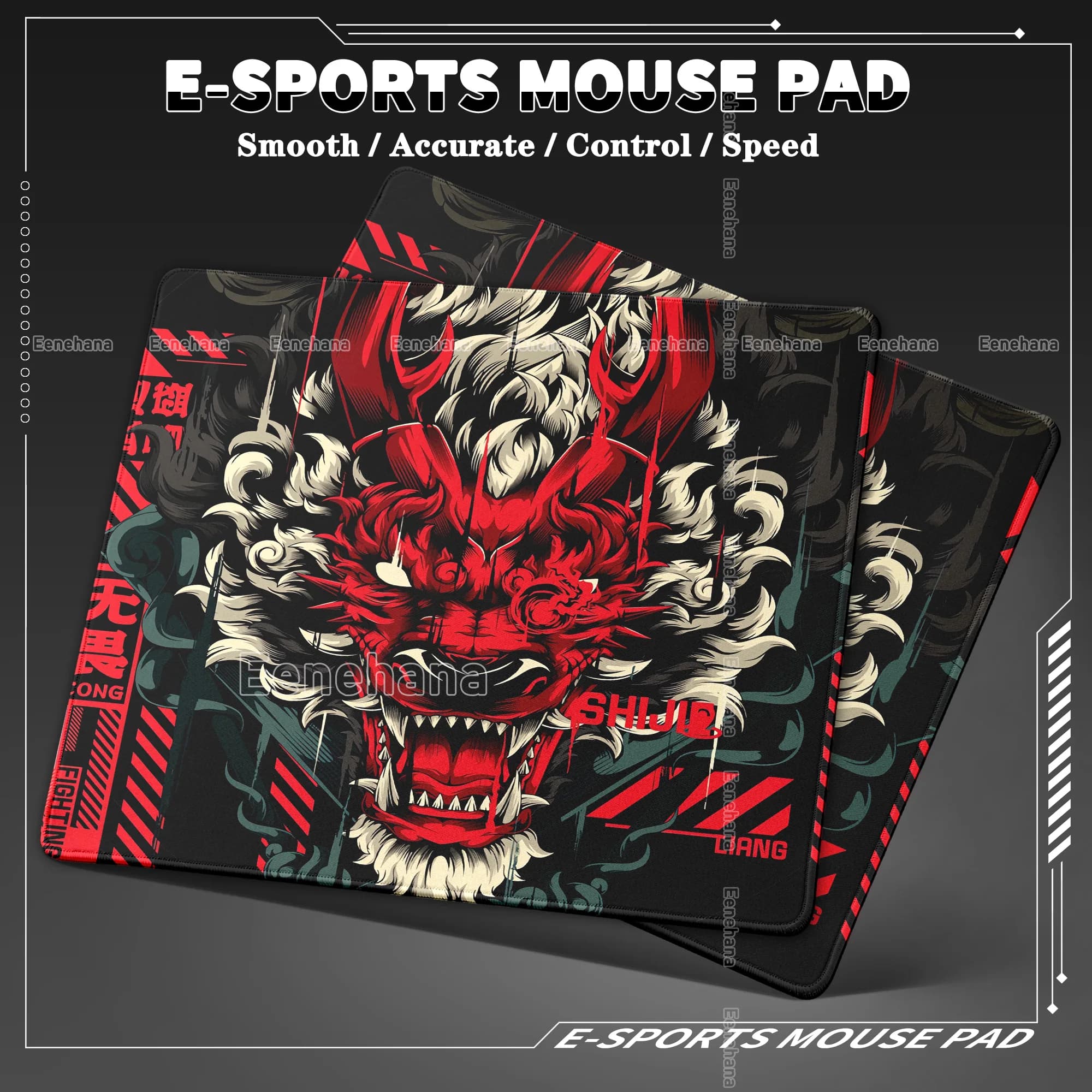 Tappetino per mouse con maschera fantasma Giappone Samurai Demone Testa di tigre Impermeabile 45x40CM Tappetino da gioco per PC da ufficio E-Esports Accessori per giocatori antiscivolo