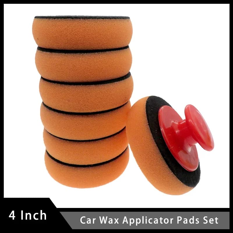 4 Inch Car Wax Applicator Pads Set with Red Handle Soft Sponge Applicators Foam Wax Pad for Polishing and Cleaning Cars