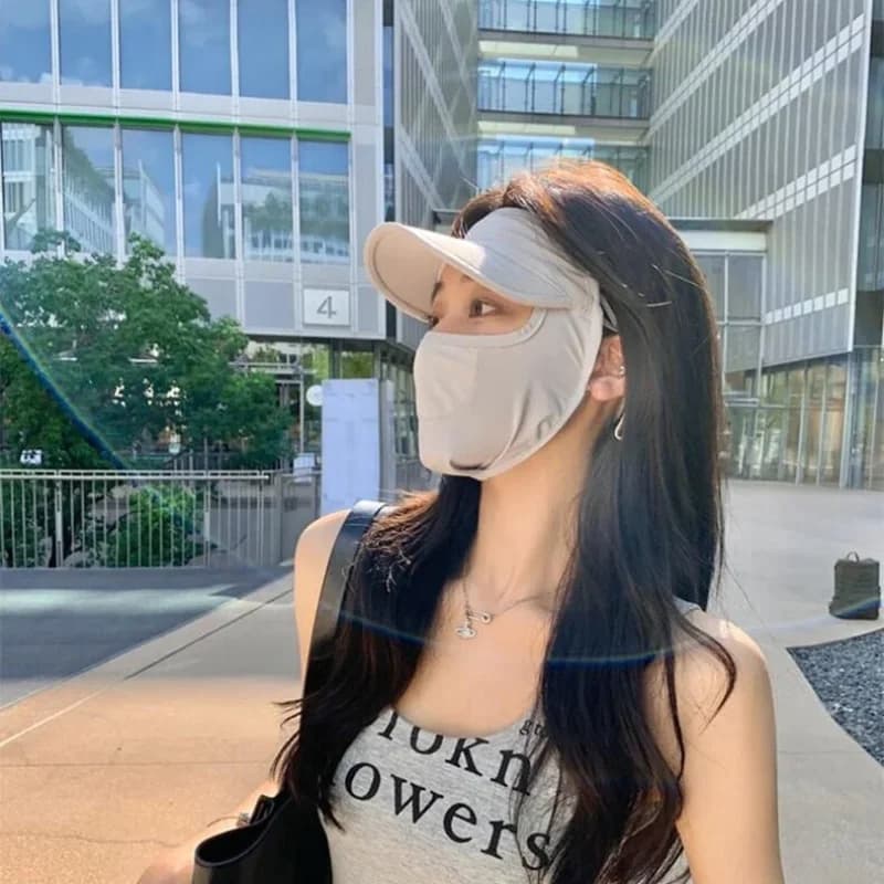 Maschera Protettiva Solare in Seta Ghiaccio alla Moda UPF50+ Integrale Anti-UV, Sciarpa Copricollo Traspirante per Protezione Solare Viso e Collo per Esterni