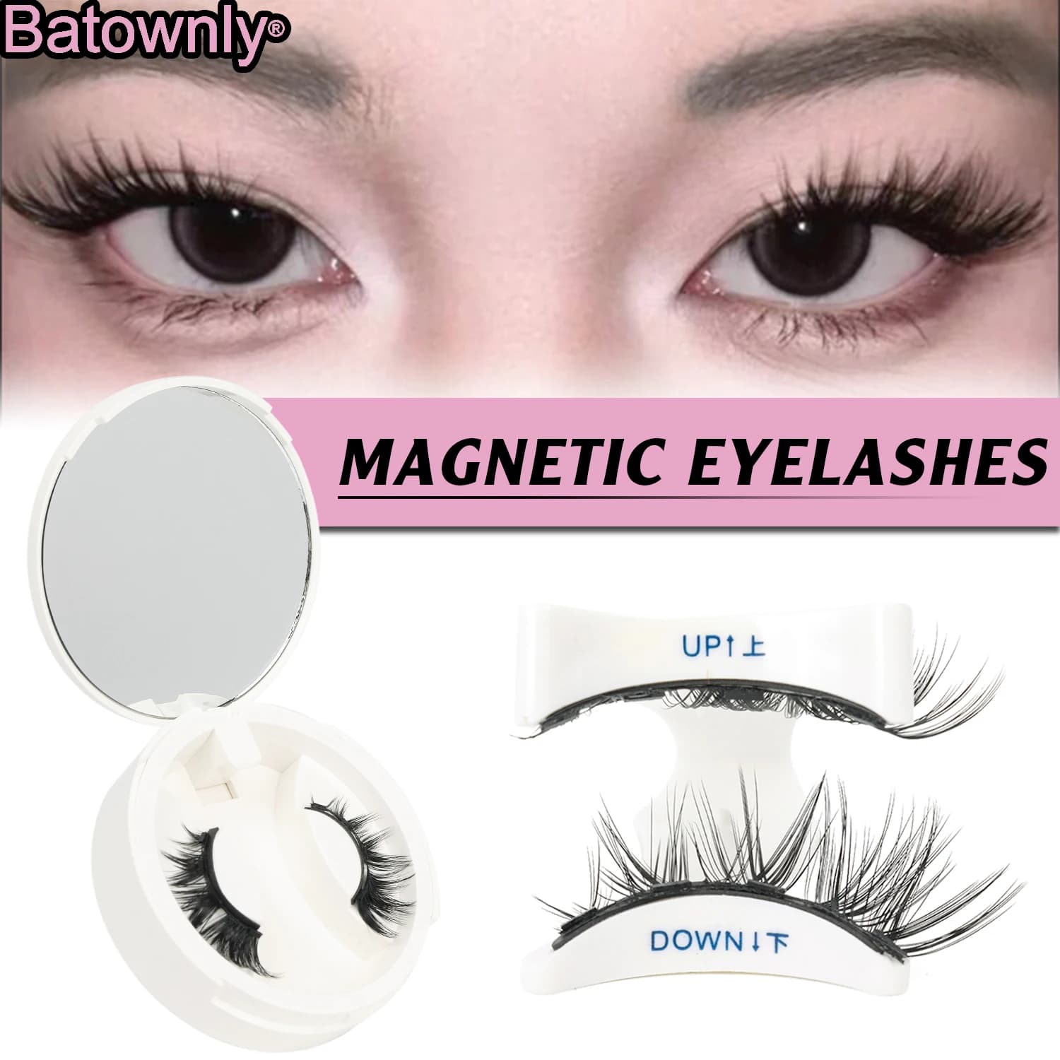 1 paio di ciglia finte magnetiche stile occhi di gatto e set per arricciare le ciglia, ciglia finte in stile cartone animato spesse e naturalmente arricciate, strumento per ciglia finte portatile e riutilizzabile, senza bisogno di colla, facile da applicare e rimuovere