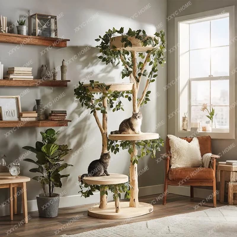 Solid wood cat climbing frame household multi-layer cat jumping platform environmentally friendly cat tree integrated multi-func