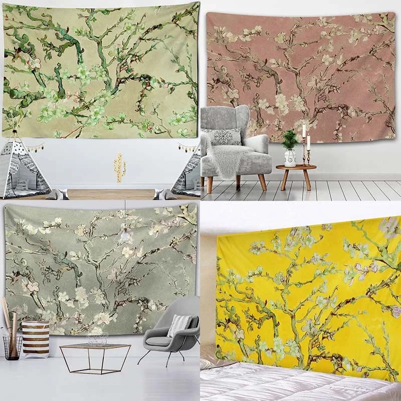 Retro Oil Painting Floral Background Cloth Home Wall Decoration Tapestry Office Living Room Tapestry