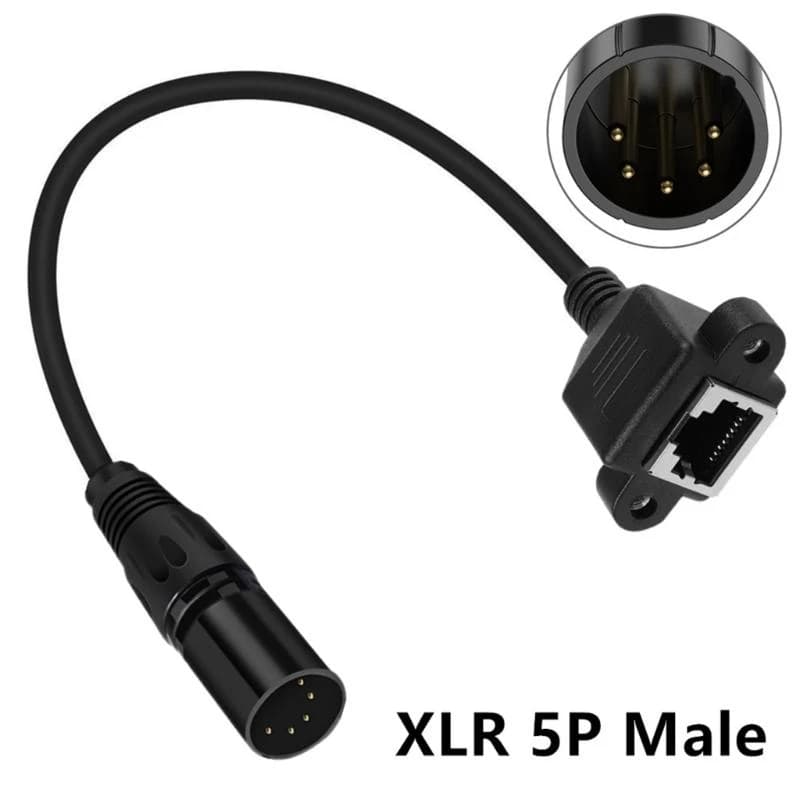 Cavo XLR5 da 5 pin maschio femmina a RJ45 femmina con orecchie per suono professionale