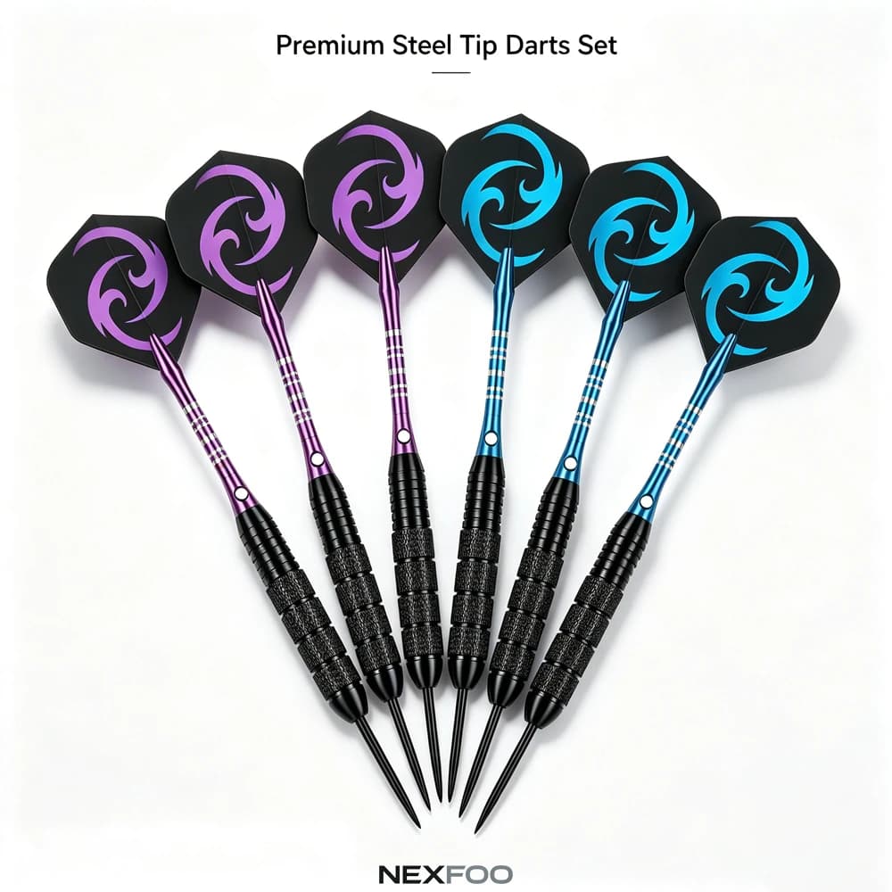 Premium Steel Tip Darts 6 Pcs Gift Box Set Aluminum Shafts Anti-Fall Durable Professional Dart for Competition Bar Entertainment