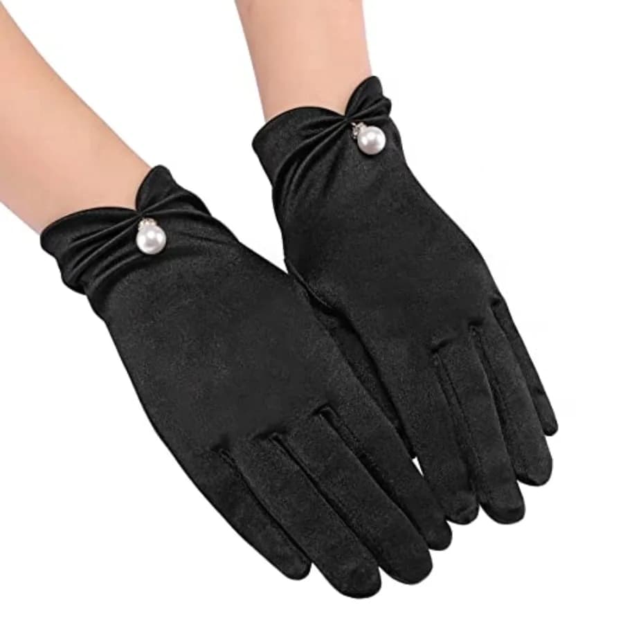 Ayliss Women Bridal Wedding Gloves Satin Short Opera Party 1920s Fancy for Special Occasion Dress Formal Dancing Cosplay