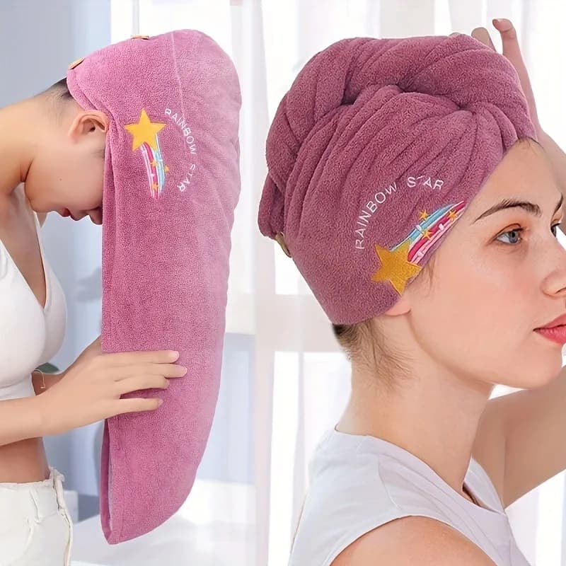 1Pc Dry Hari Cap, Coral Fleece, Polyesler Quick Hair Drying Microfiber Shower Single Bandana Cap