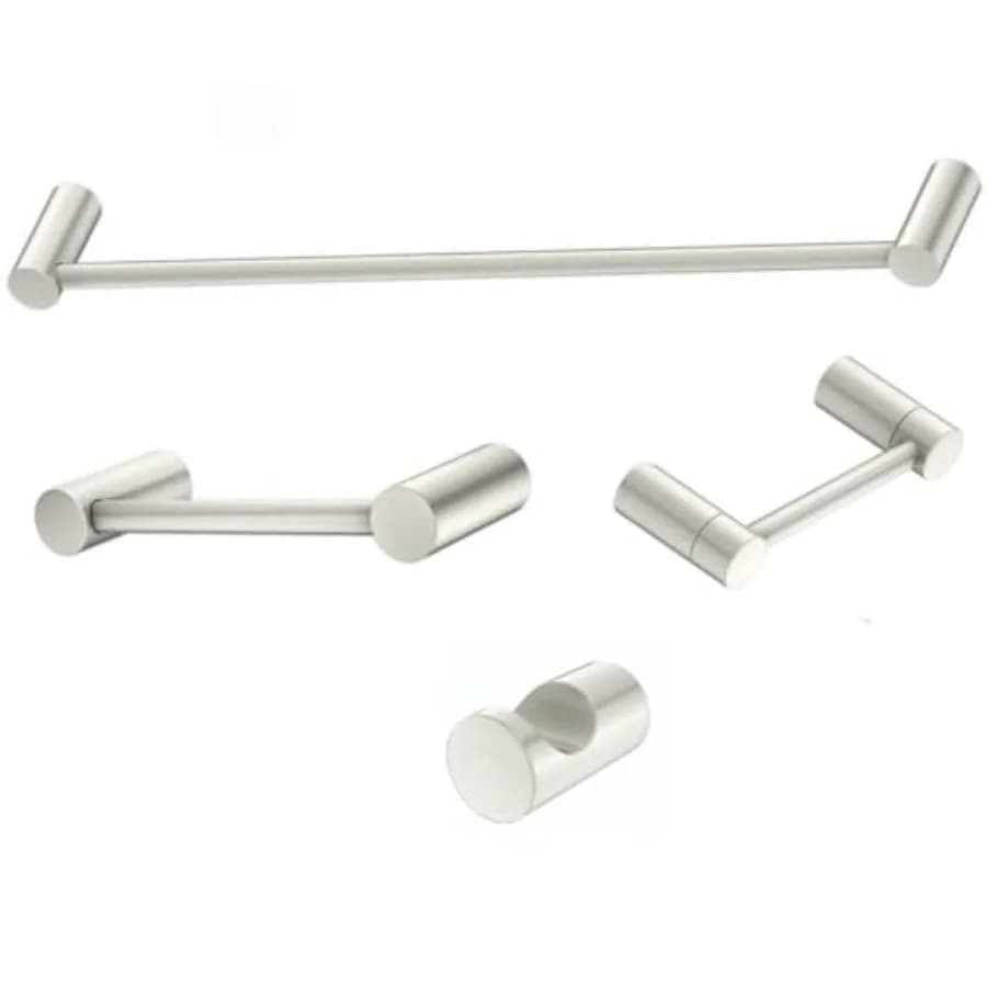 Set di Accessori per Bagno dal Design Contemporaneo, 4 Pezzi, con Portasciugamani da 24 Pollici, Porta Asciugamani e Gancio Appendiabiti