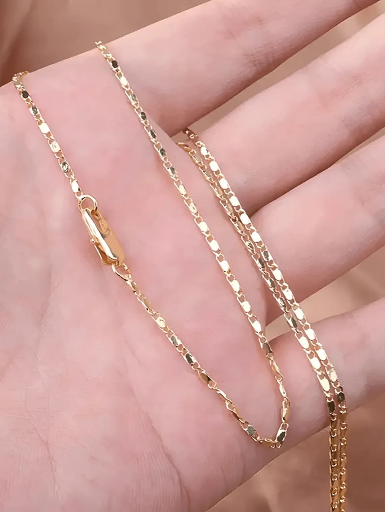 1pc Italian 2MM Flat Gold Plated Punk Necklace Chain Men's Women's DIY Link Chain Elegant Love Necklace Fashion Jewelry 16'-30'