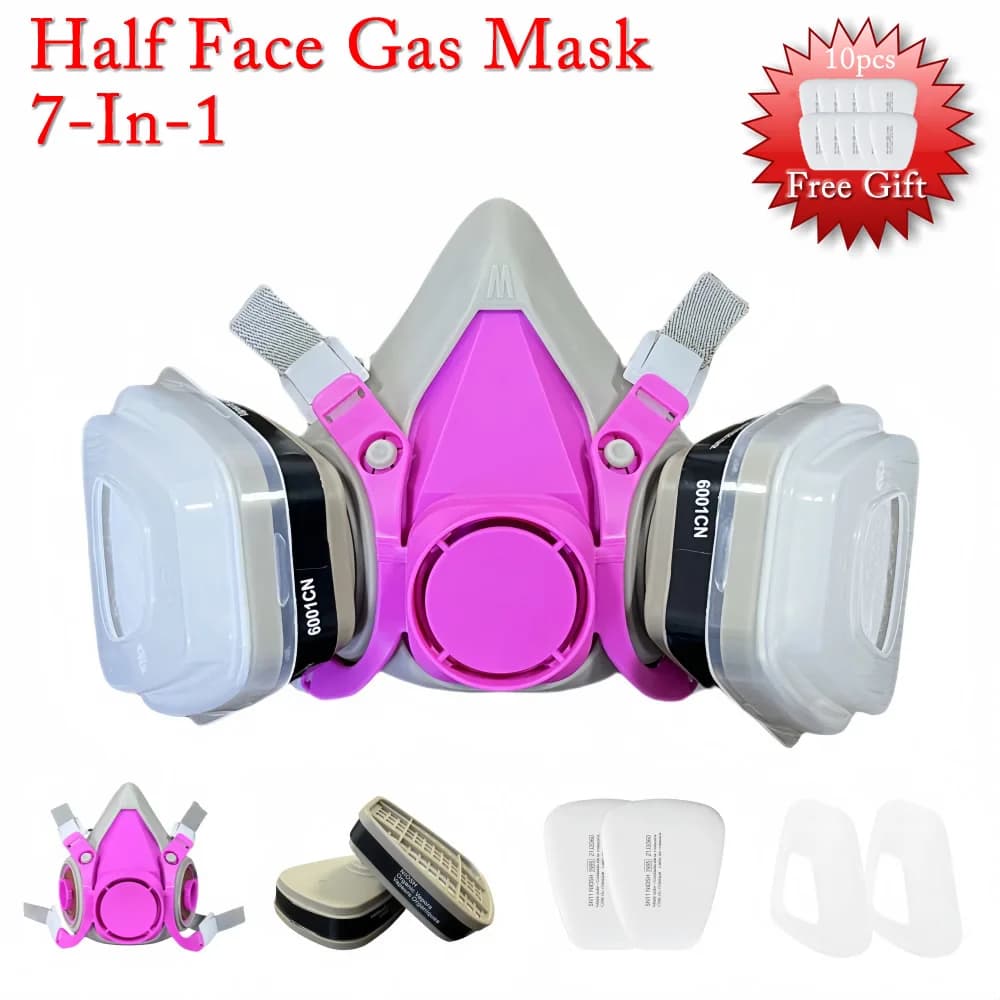 Rosa 6200 Maschera antigas antipolvere Mezza faccia Respiratore chimico Maschera protettiva di sicurezza sul lavoro per verniciatura a spruzzo industriale Vapor organico