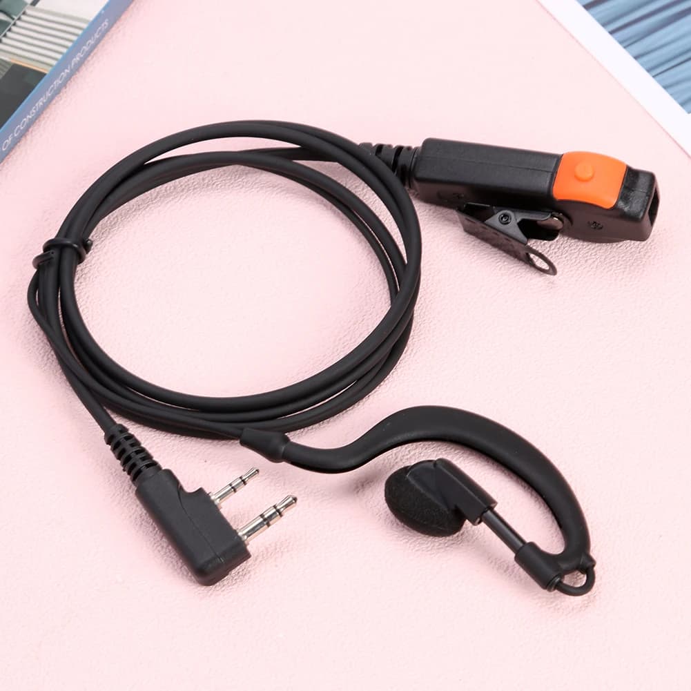 Auricolari per Walkie Talkie a 2 Pin con Connettore K, Cuffie Cablate in PU con Doppio PTT e Microfono per Kenwood Baofeng 888S TYT