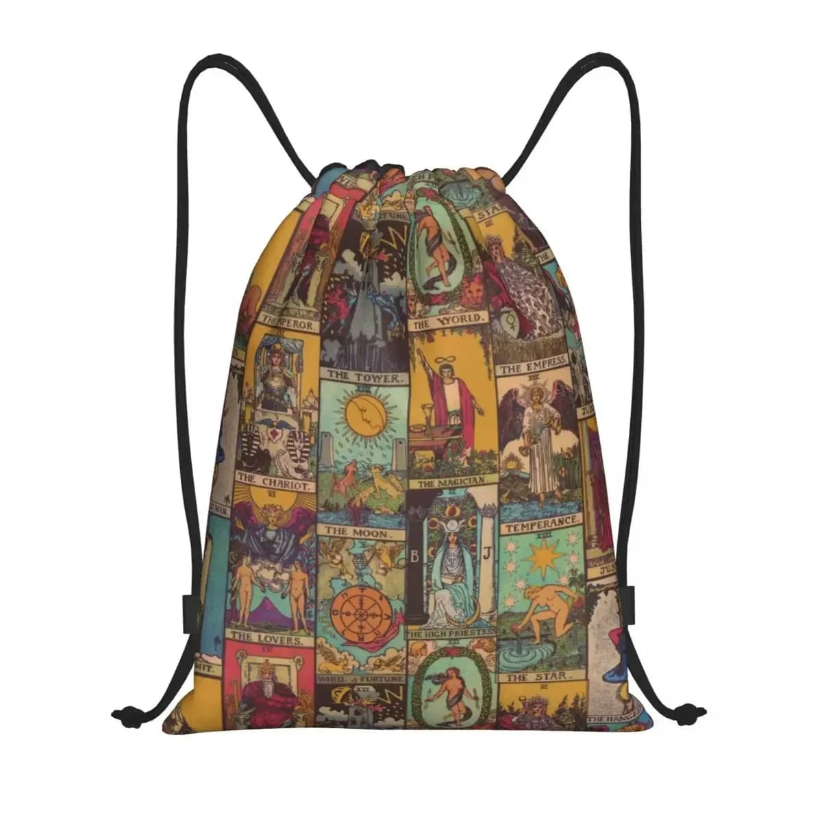 Lightweight Backpack The Main Arcana of Tarot Vintage Patchwork Close Wstring Backpack Occult Witch Spo Bag