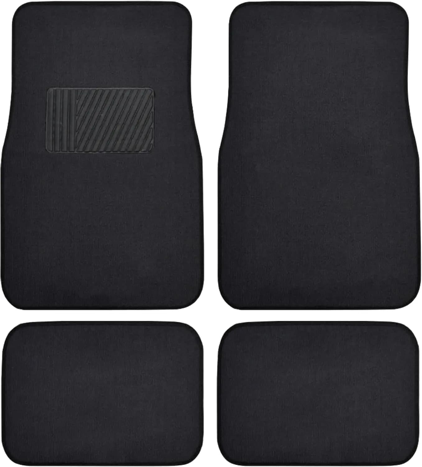 Set di Tappetini Universali per Auto - Anteriori e Posteriori con Protezione per il Tallone, Neri, Design Classico per la Protezione dell'Auto