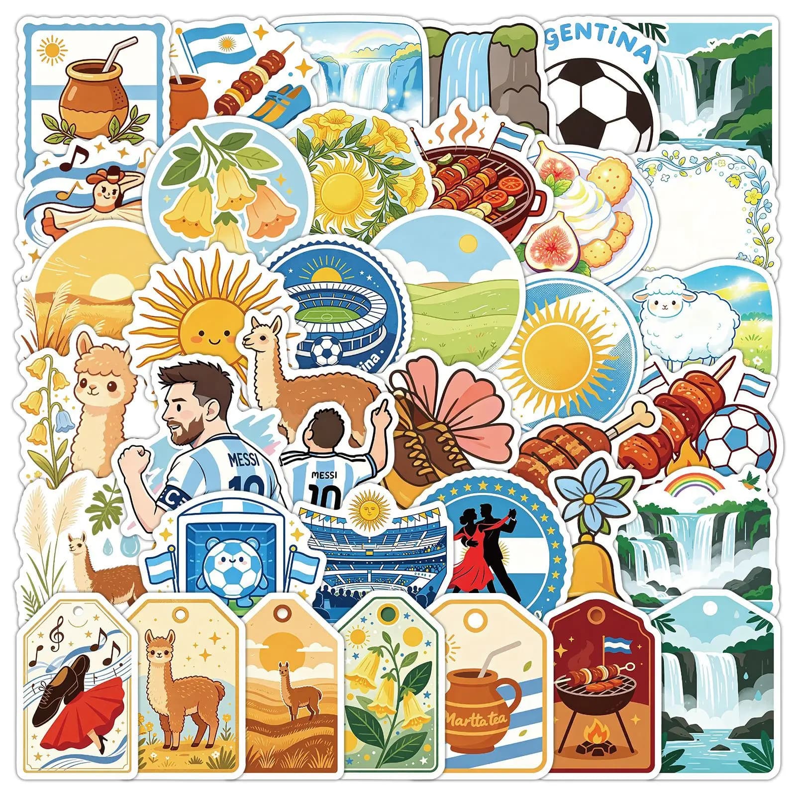 50PCS Argentina Travel Stickers Flag Soccer Tango Empanada Country Landscape Waterproof Decor For Luggage Laptop Water Stickers