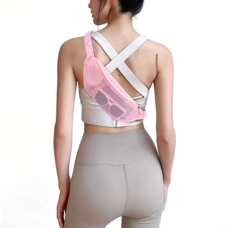 X7XC Mesh Crossbody Bag Beach Bag Meash Waist Pack Adjustable Belt for Concert Sports