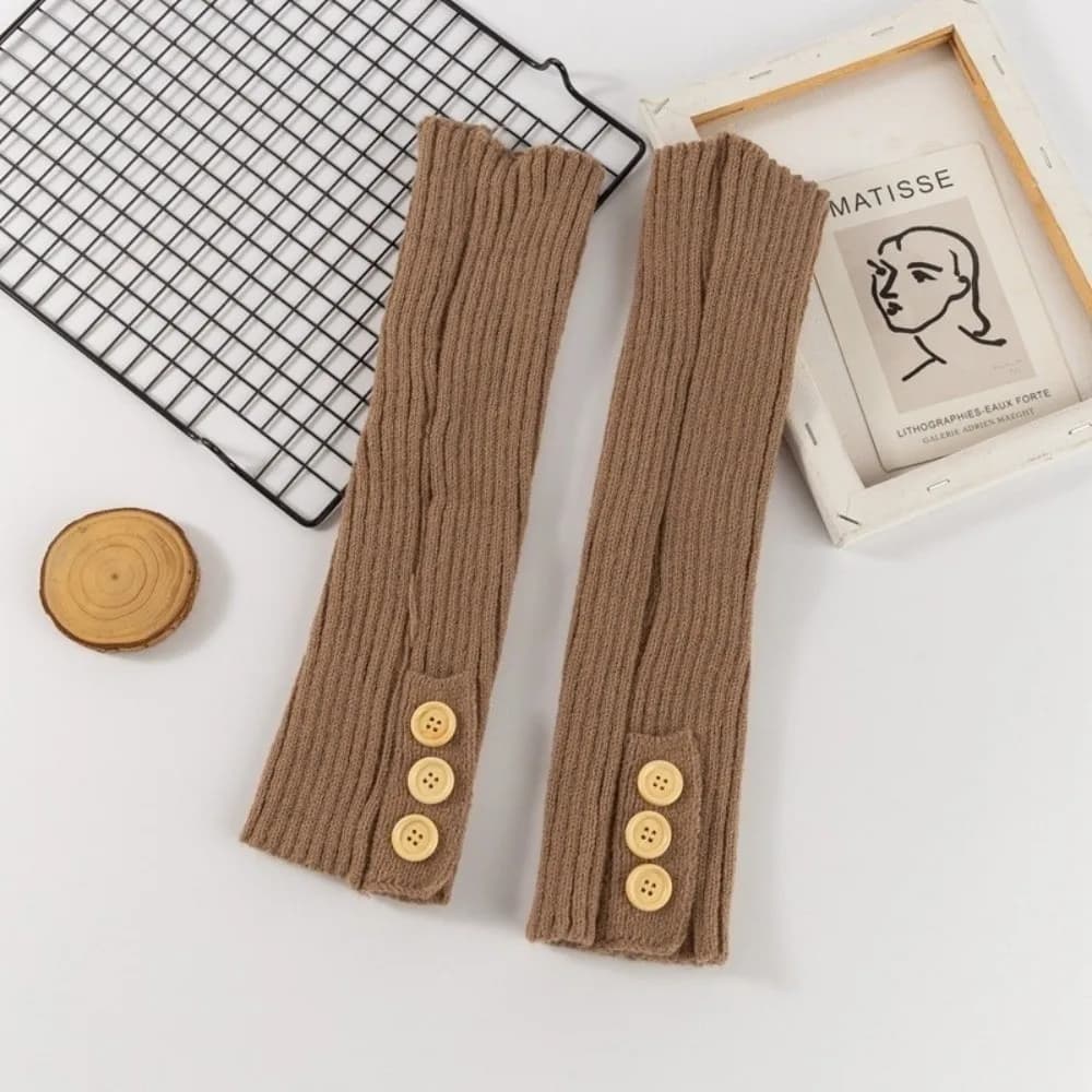 New Solid Color Leg Warmers Harajuku Thickened Mid-Calf Sock Button Middle Tube Socks Autumn and Winter