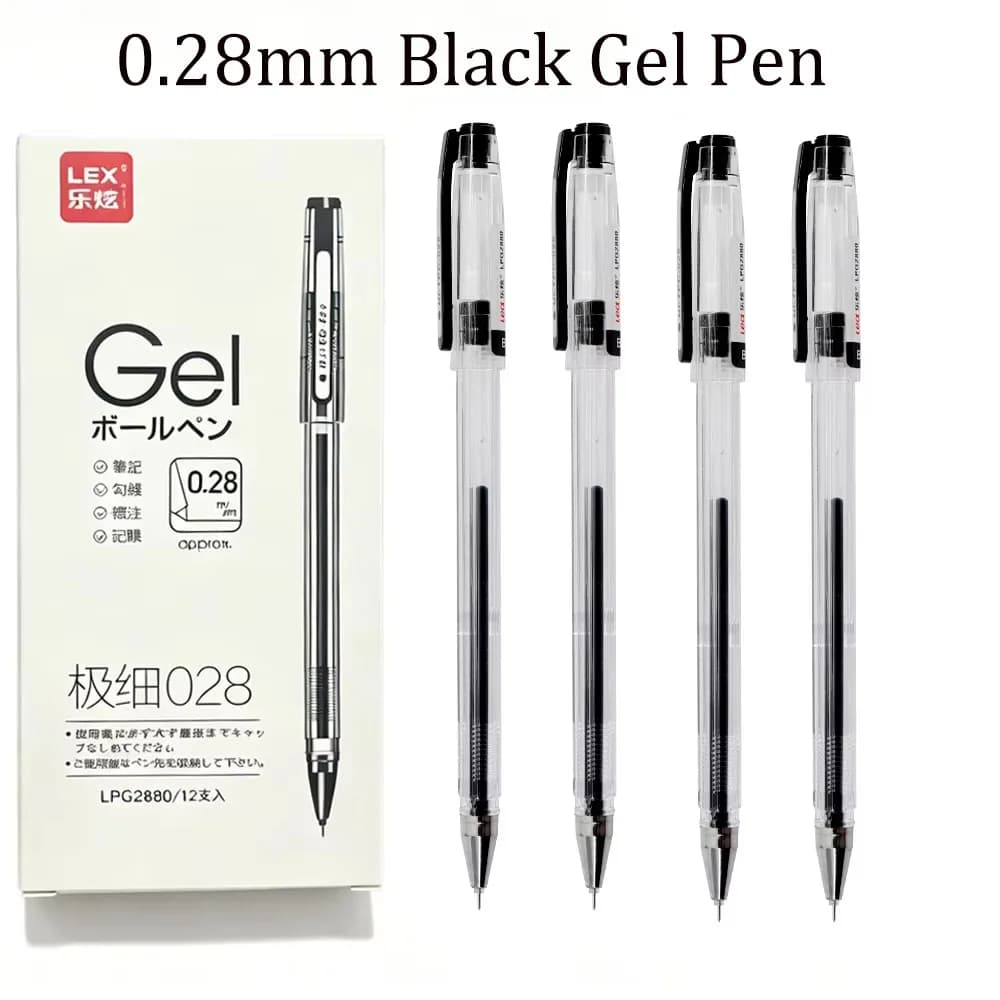 Penna gel ultra fine da 0,28 mm Penna creativa per firma con inchiostro nero di grande capacità Studente che scrive cancelleria Forniture per ufficio scolastico