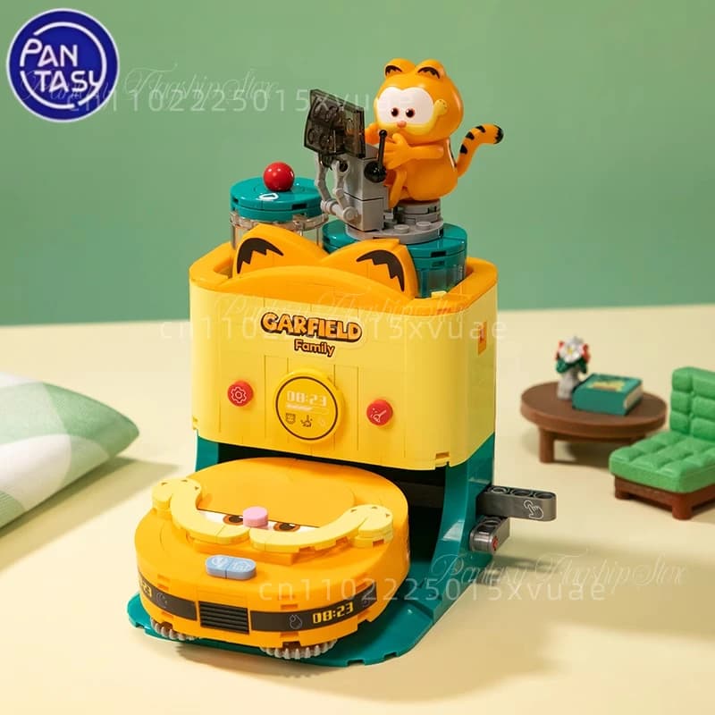 Pantasy Garfield Building Blocks Serie di elettrodomestici dei cartoni animati Assemblaggio di giocattoli Modello Decorazione del desktop Regalo di compleanno per bambini