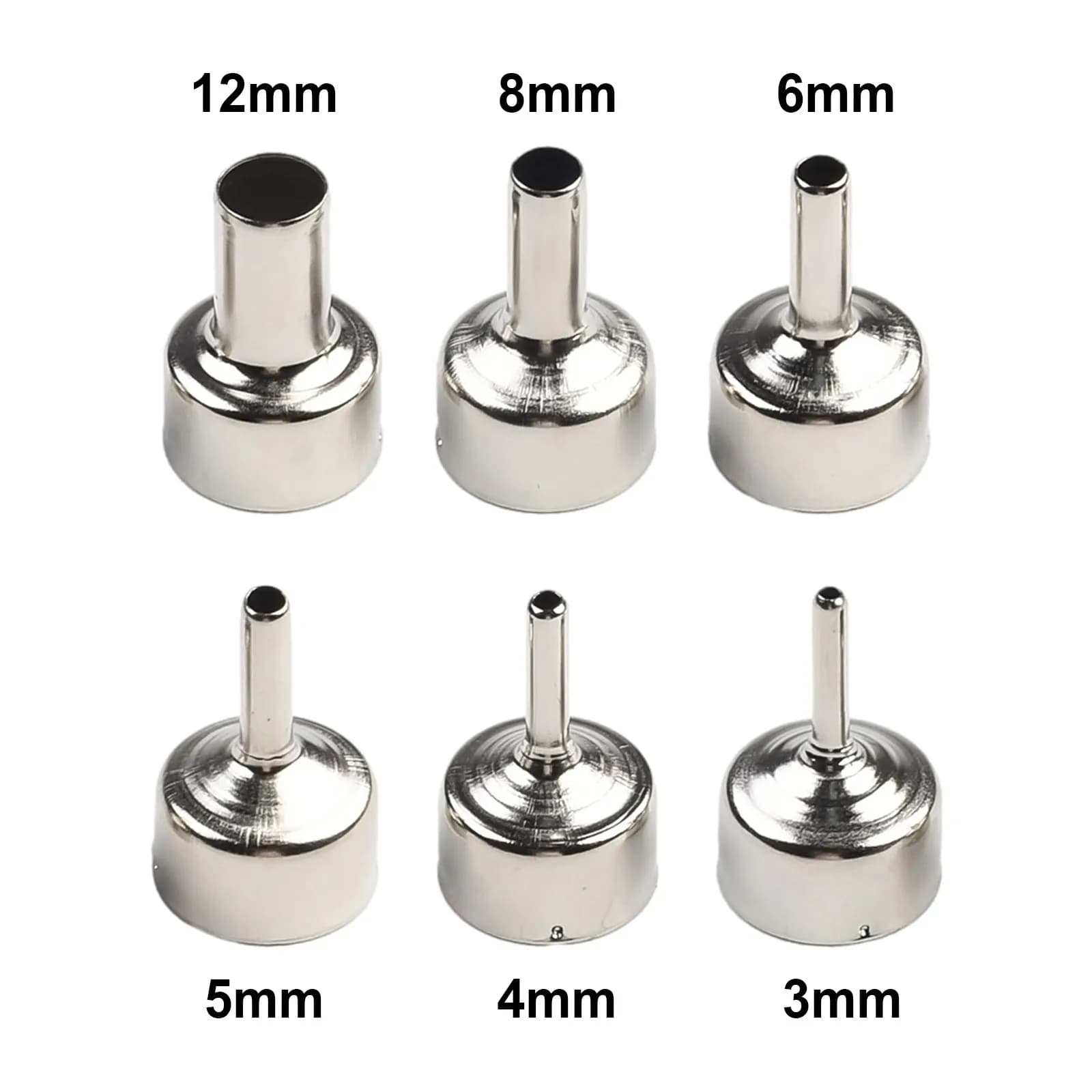 6 pz Pistola Ad Aria Calda Ugello Ugello di Saldatura Accessori di Saldatura Per 8586 858D + 858 Serie 3mm 4mm 5mm 6mm 8mm 12mm