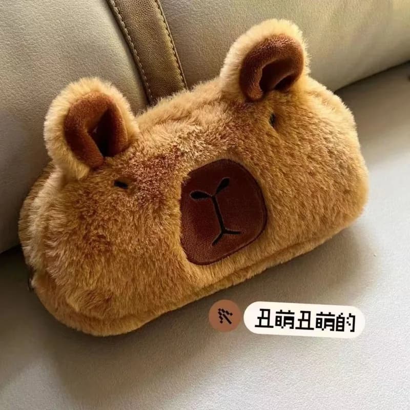Astuccio in peluche, portapenne di grande capacità, borsa porta pennelli per il trucco, contenitore per articoli vari da ufficio, astuccio per matite