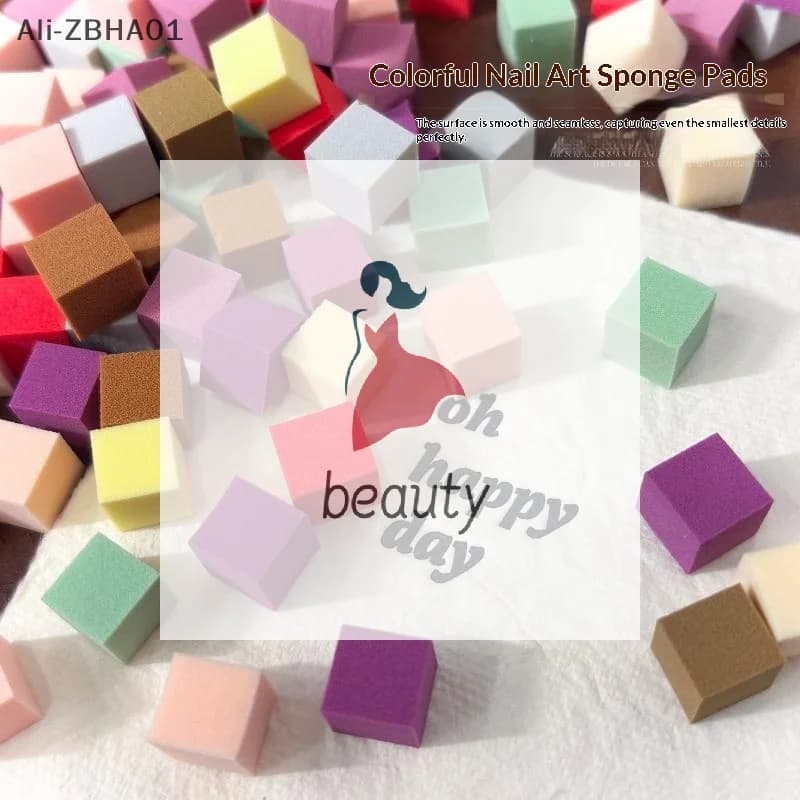 50/100 Pezzi Spugne Quadrate per Nail Art con Pennello, Accessori Colorati per Smalto Gel, Strumenti per Manicure Fai-da-Te