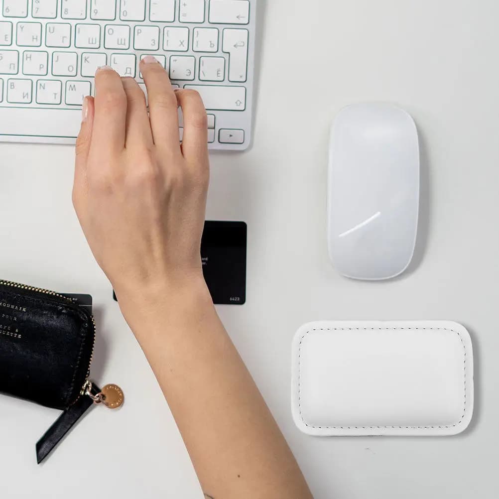 2 Pezzi Poggiapolsi Ergonomico in PU per Mouse, Cuscino Morbido Antiscivolo per Ufficio e Casa, Supporto per Tappetino Mouse